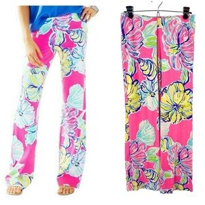 Lilly Pulitzer Womens Georgia May Palazzo Pants Size S Tropical Wide Leg Floral